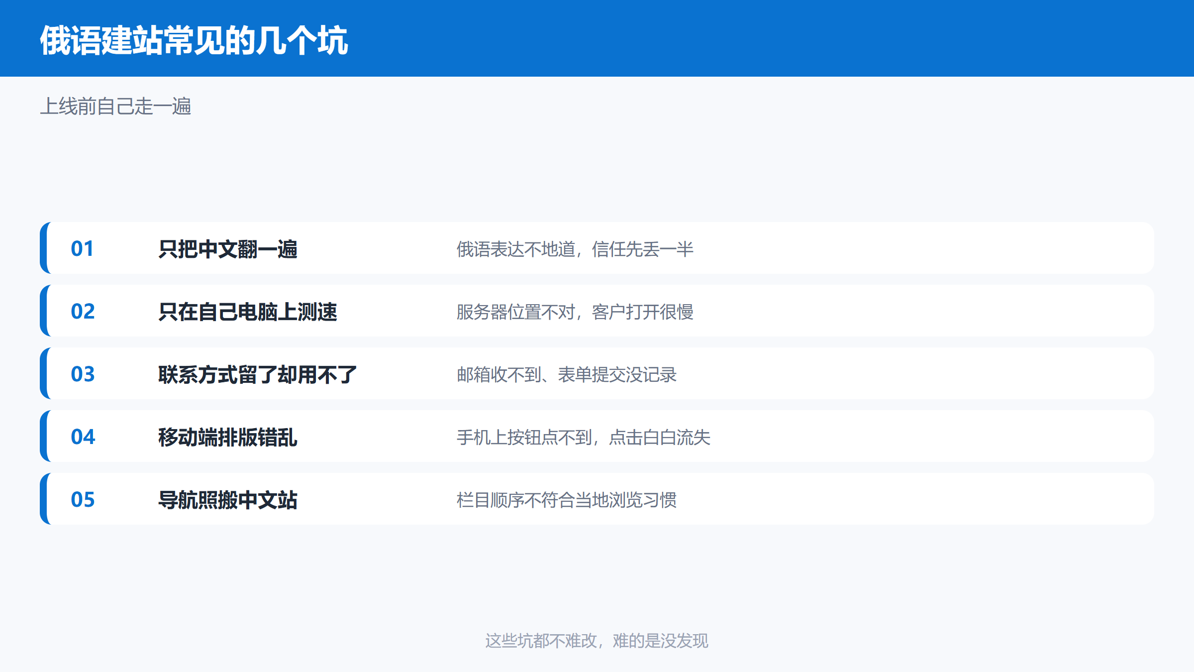 俄语建站常见问题清单图