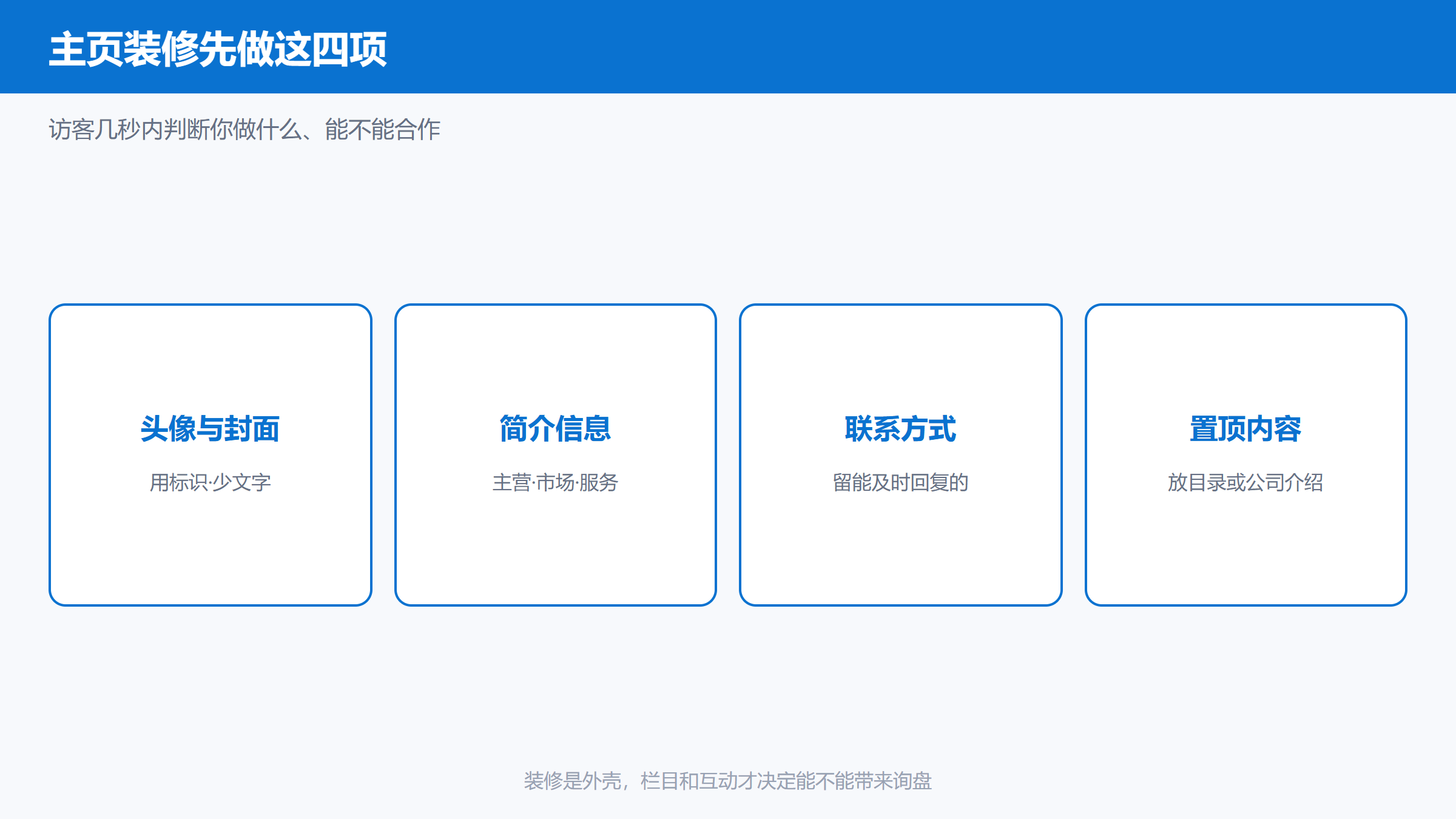 VK企业主页装修的关键要素结构图
